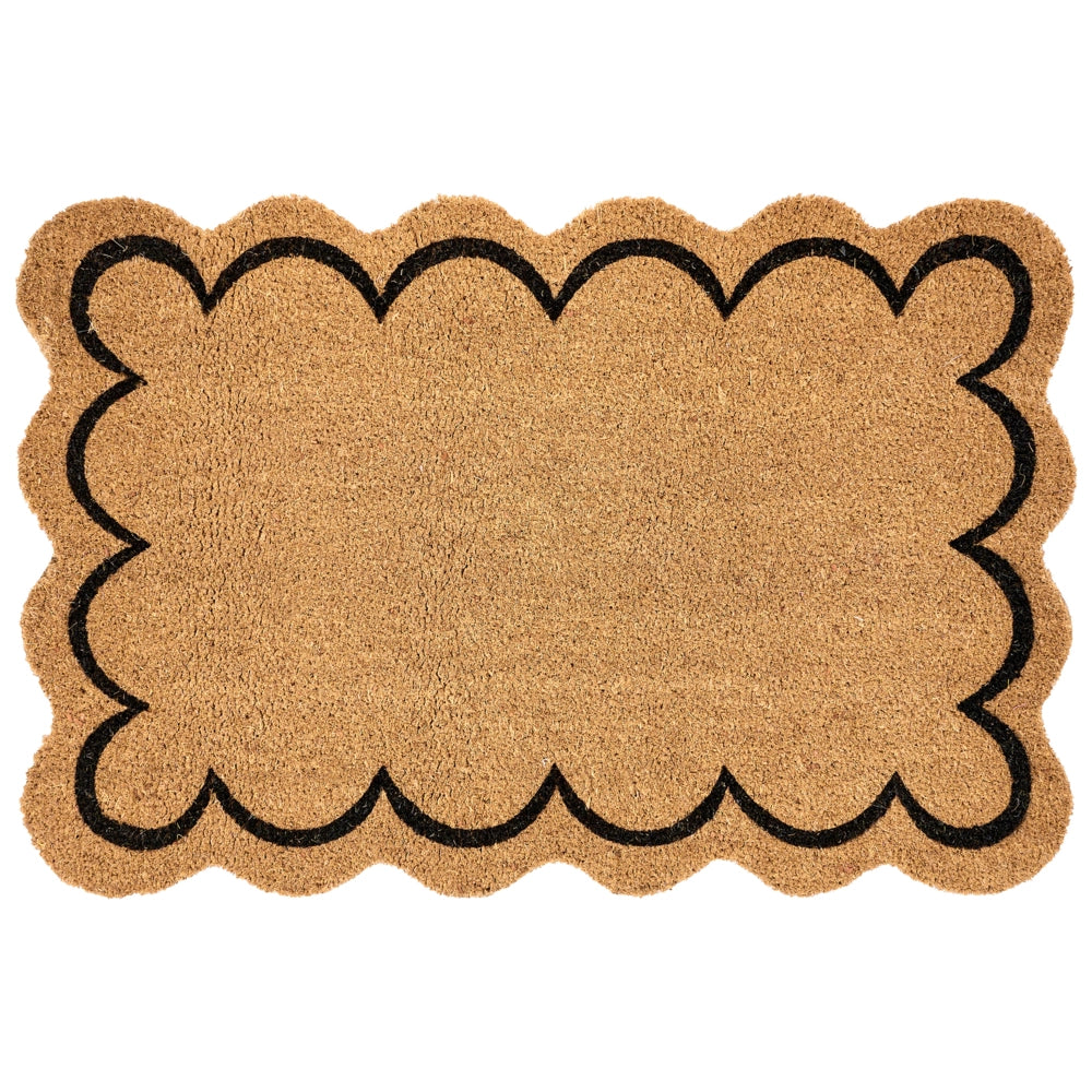 Zerbino in cocco naturale con fondo in gomma 60 x 90 cm Decorazione antiscivolo Design ondulato Tappeto di benvenuto
