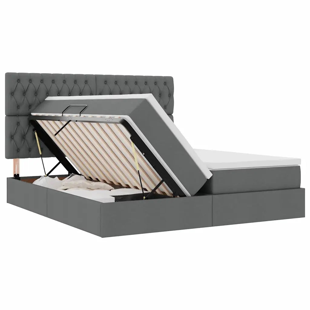 Letto con Contenitore Grigio scuro 180 x 200 cm Pelle Sintetica 3372210