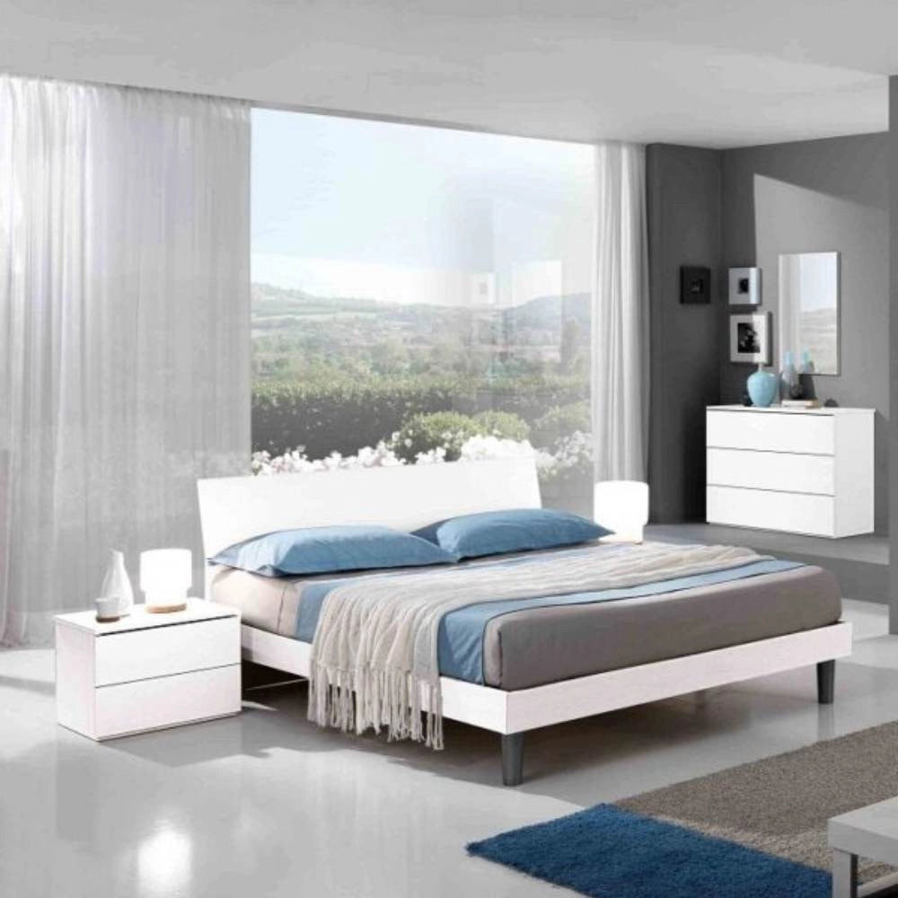 Letto matrimoniale in legno bianco 170x205x88h Manitoba