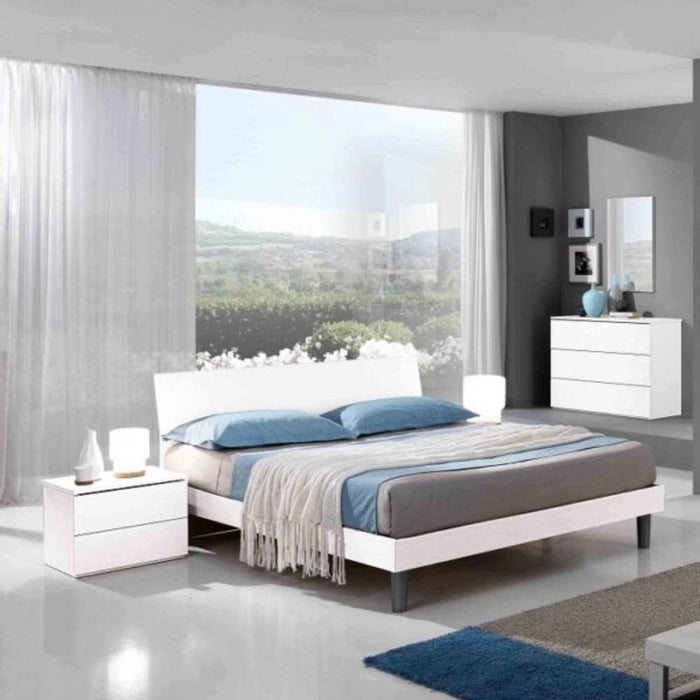 Letto matrimoniale in legno bianco 170x205x88h Manitoba