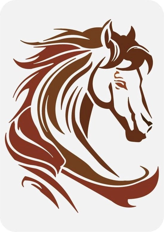 Stampo di cavallo per pittura - 21x29.7cm - riutilizzabile - disegno di cavallo a linee - stampo rettangolare di testa di cavallo - per pittura - tema di grandi animali - template per arredamento di casa