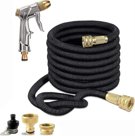 Serpentino Flessibile per Giardino - Nessuna Flessione - 3 Ora Espandibile - 1/2" e 3/4 pollici - Messing Solido - Sparo Metallico - 30m
