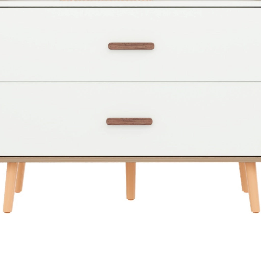 Armadio aperto per bambini con barra appendiabiti e cassetti, bianco naturale, 80 x 46 x 141,5 cm