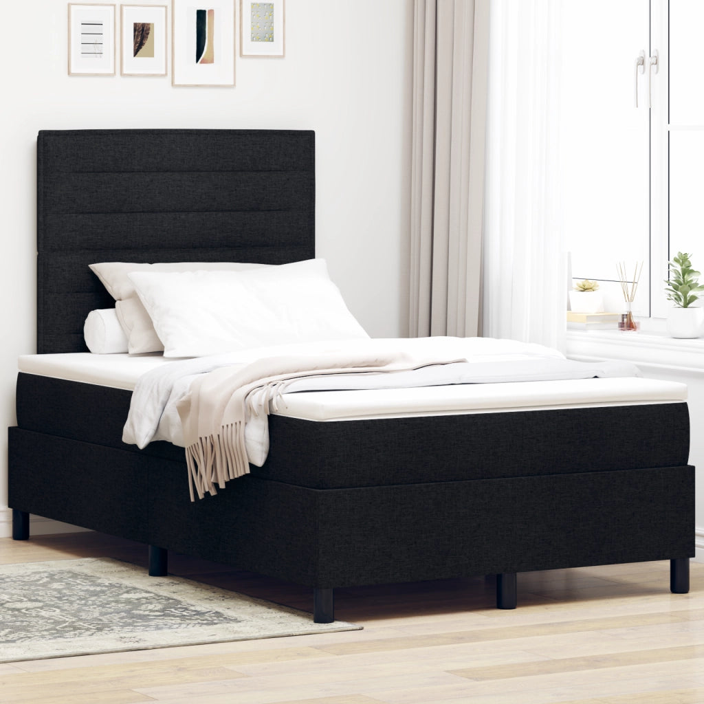 Letto a Molle con Materasso Nero 120x200 cm Tessuto