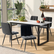 Tavolo da pranzo allungabile con 4 sedie imbottite, piano in MDF bianco, gambe in metallo, per cucina e sala da pranzo