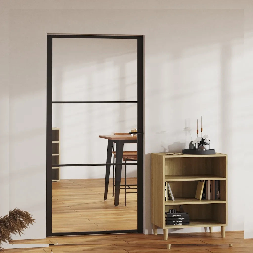 Porta da Interno ESG Vetro e Alluminio 102,5x201,5 cm Nera 151201