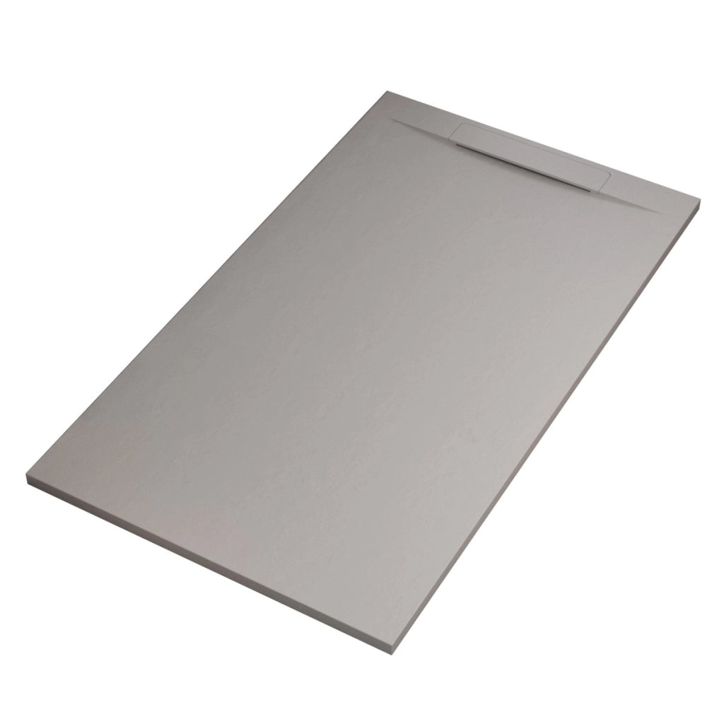 Piatto doccia in marmoresina grigio chiaro effetto pietra cemento vincent, misura 90x190