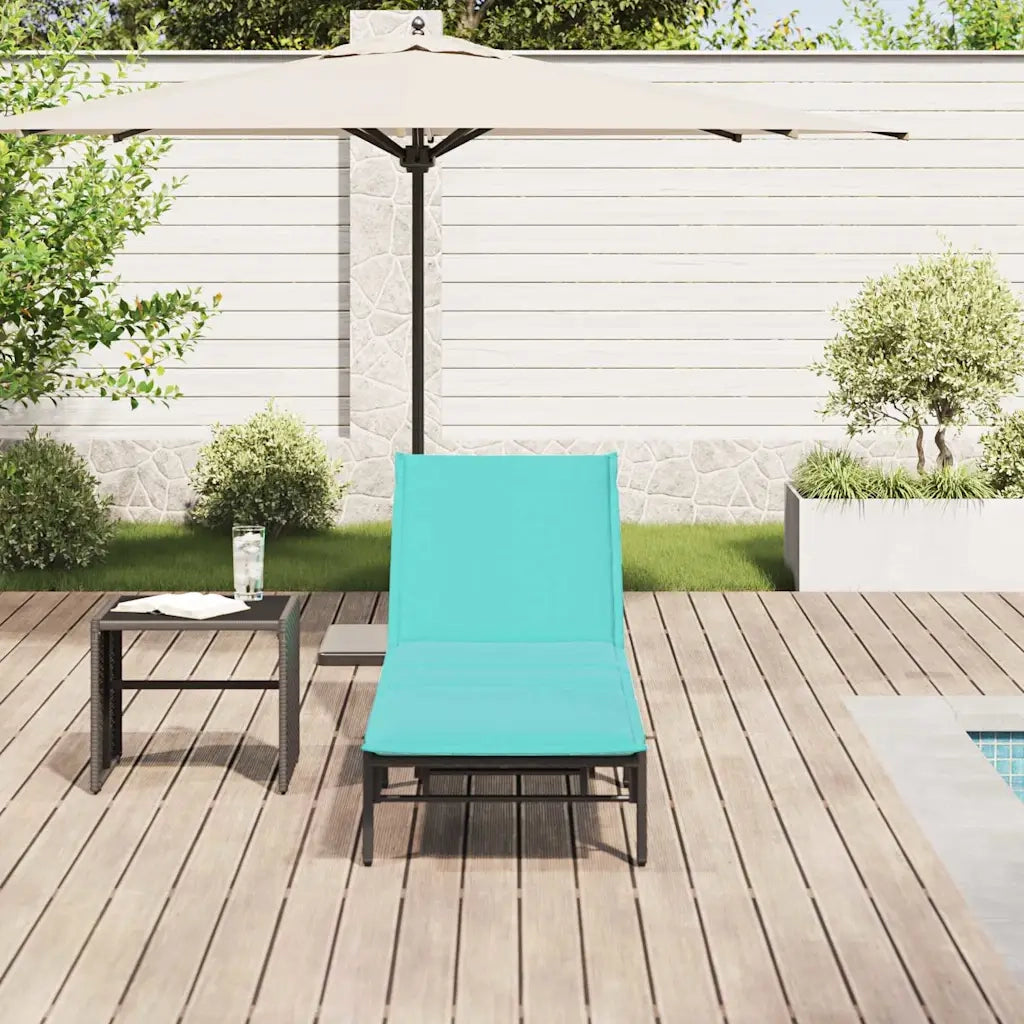 Lettino Prendisole con Cuscino Nero in Polyrattan 4104087