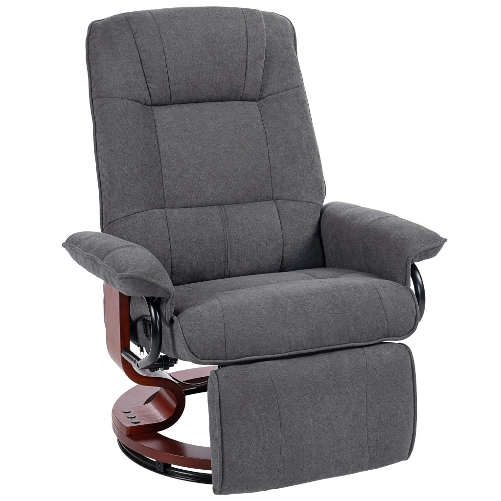 Poltrona relax reclinabile girevole 360¡ã ¨C Xylo ¨C tessuto effetto lino grigio con poggiapiedi regolabile