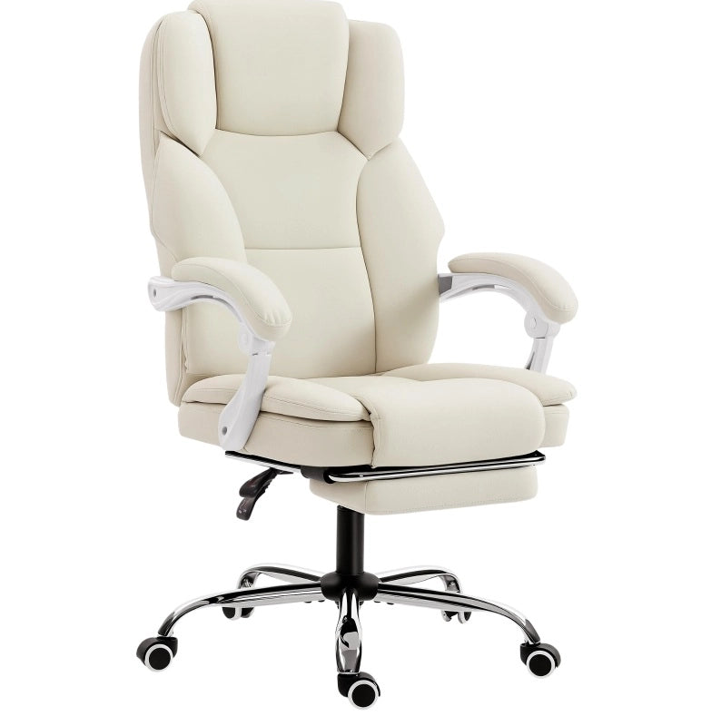 Poltrona da ufficio reclinabile beige con poggiapiedi