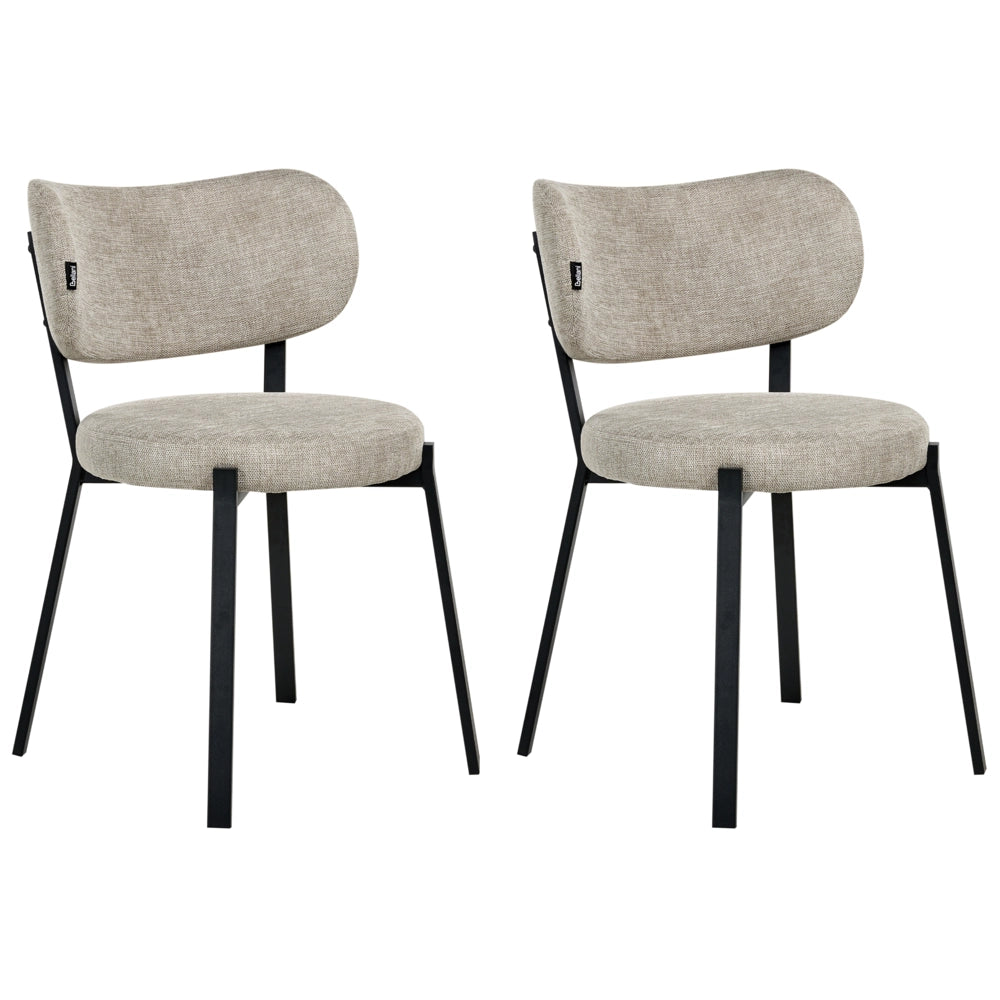 Set di 2 sedie da pranzo in tessuto Seduta imbottita Gambe in ferro beige stile elegante