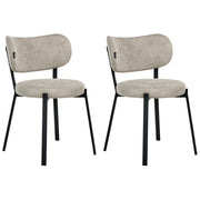 Set di 2 sedie da pranzo in tessuto Seduta imbottita Gambe in ferro beige stile elegante