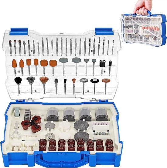 Set di accessori multifunzionale 365 pezzi Set di accessori per strumenti multifunzionale con tasca per portare con sé per tagliare, lucidare, levigare, perforare e graverare.