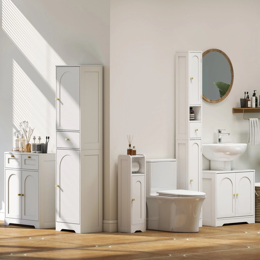 Mobile colonna bagno ¨C zephmum ¨C 2 ante, cassetto, bianco