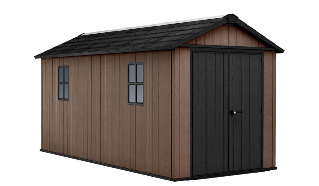 Casetta Box da Giardino 476x230x246 cm Newton Plus 7515/1575 Doppia Opzione Montaggio in Resina Evotech+ Marrone
