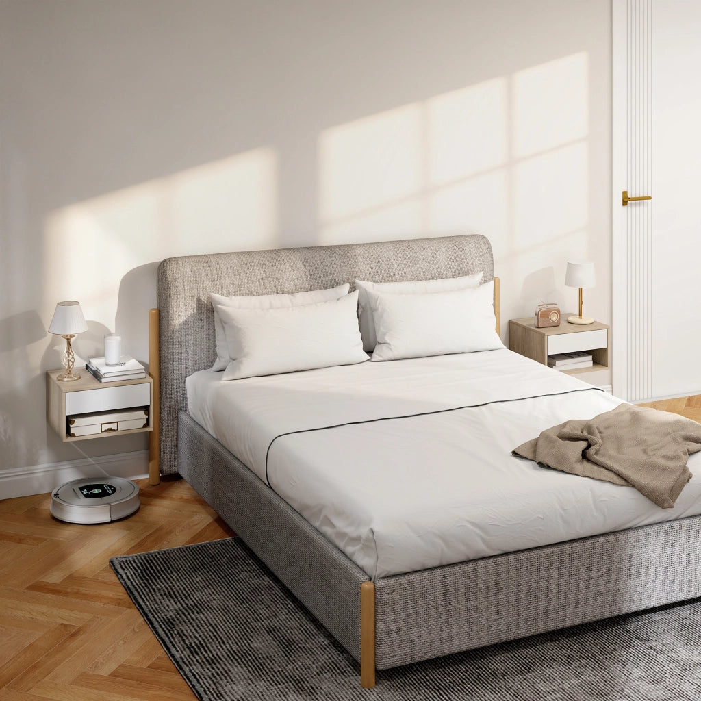 Comodini a muro ¨C Zephmum ¨C Legno naturale 37x32x21 cm