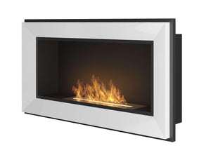 Camino a Bioetanolo da Parete/Incasso 90x49 cm Frame 900 Bianco con Vetro