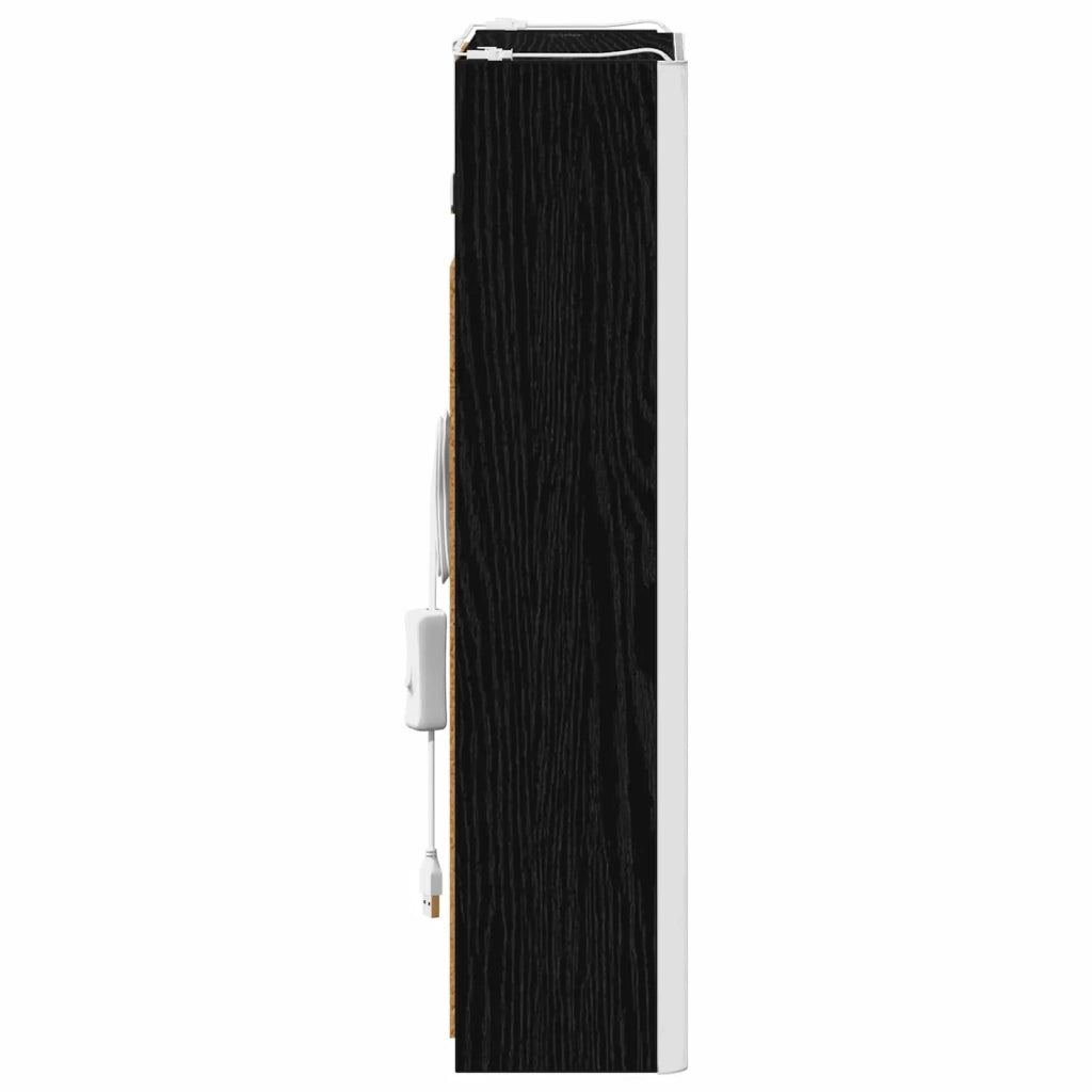 Mobiletto per specchio da bagno Rovere Nero 33 x 11,5 x 50 cm