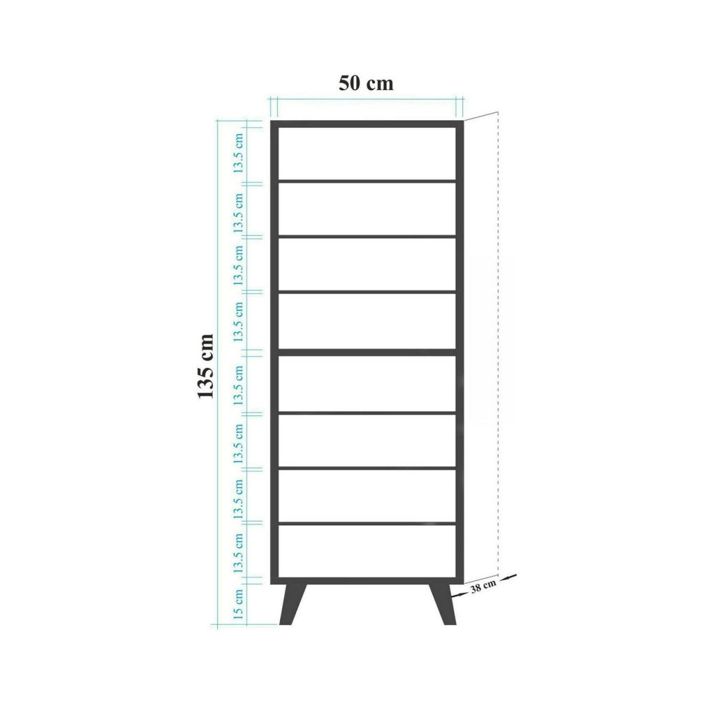 Scarpiera Giadeite, Mobile portascarpe, Armadio da ingresso multiuso, Mobiletto per calzature, 50x38h135 cm, Quercia e Multicolore