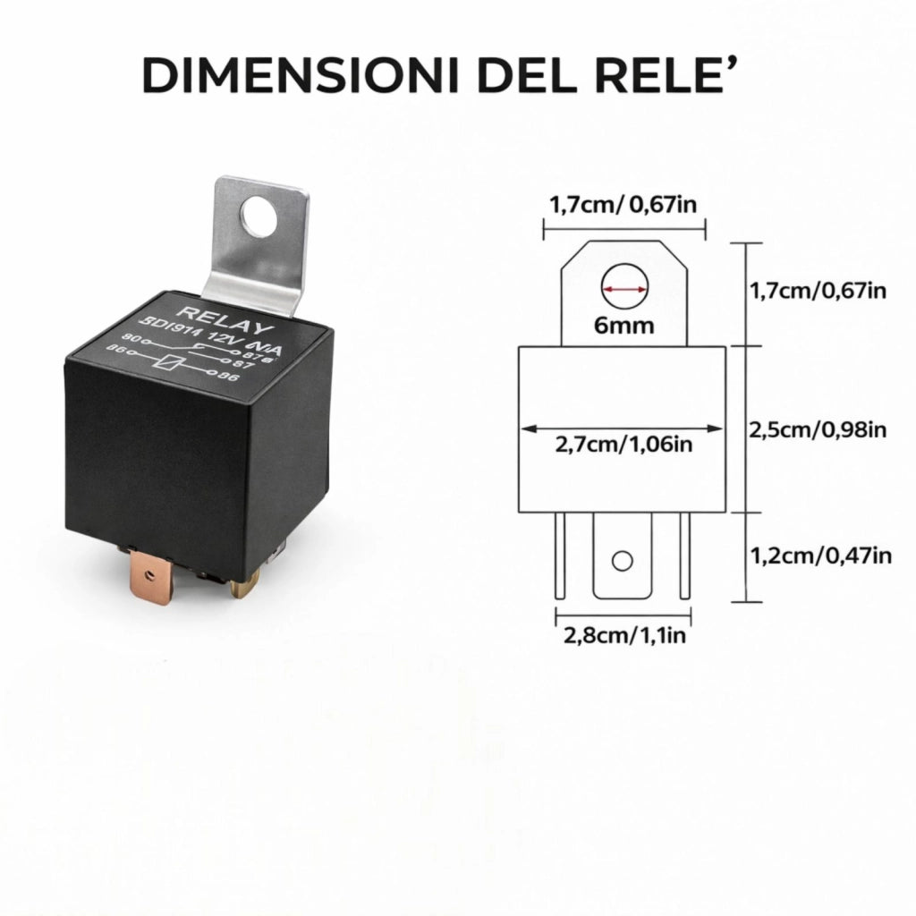 2 Relè Auto JD1914 12V 40A 5 Poli Universali con Staffa Impianti Elettrici
