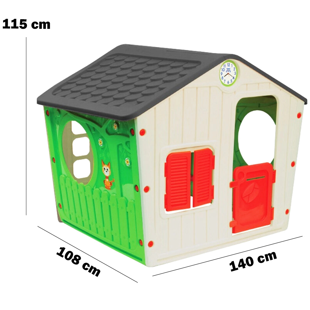 Casetta Happy per Bambini Casa in Plastica Grande Gioco Giocattolo 140x108x115cm