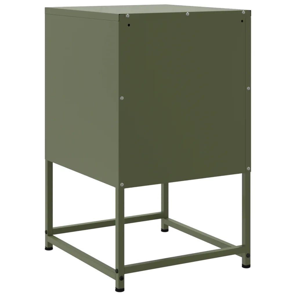 Set di 2 Comodini | Armadio da Notte | Mobiletto da notte Verde Oliva 36x39x60,5 cm in Acciaio