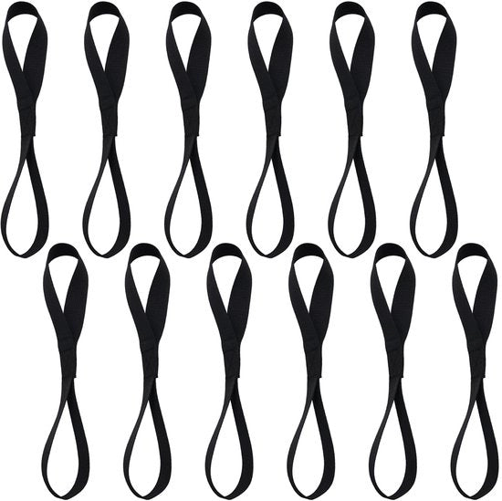 Sjorlussen da 12 pezzi, capacità di carico 100 kg, 29,5 * 2,5 cm, lacci a doppia corda, lacci a corda per cinghie, lacci a corda in nylon per veicoli trainati, motocicli, biciclette, nero