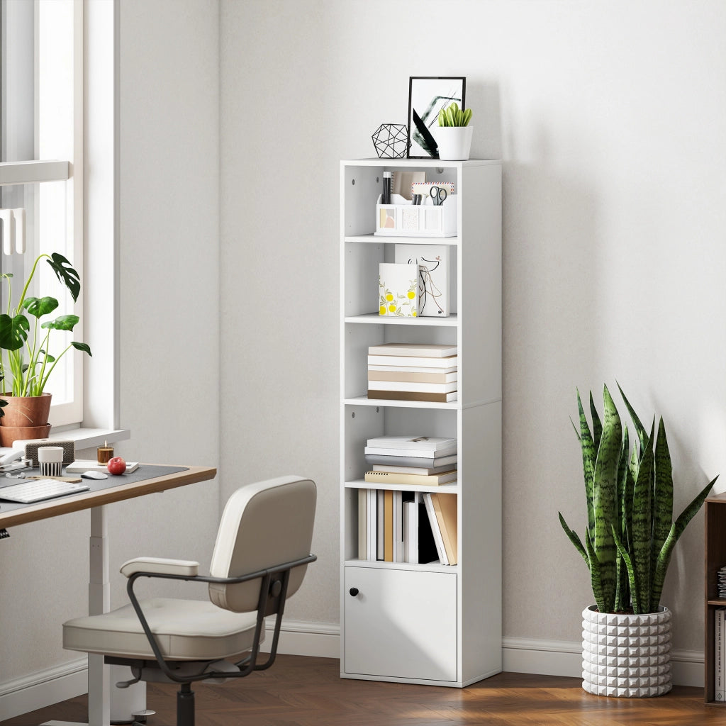 Libreria 6 ripiani con ante e scaffali regolabili ¨C Xylo ¨C Bianco 40x30x156 cm