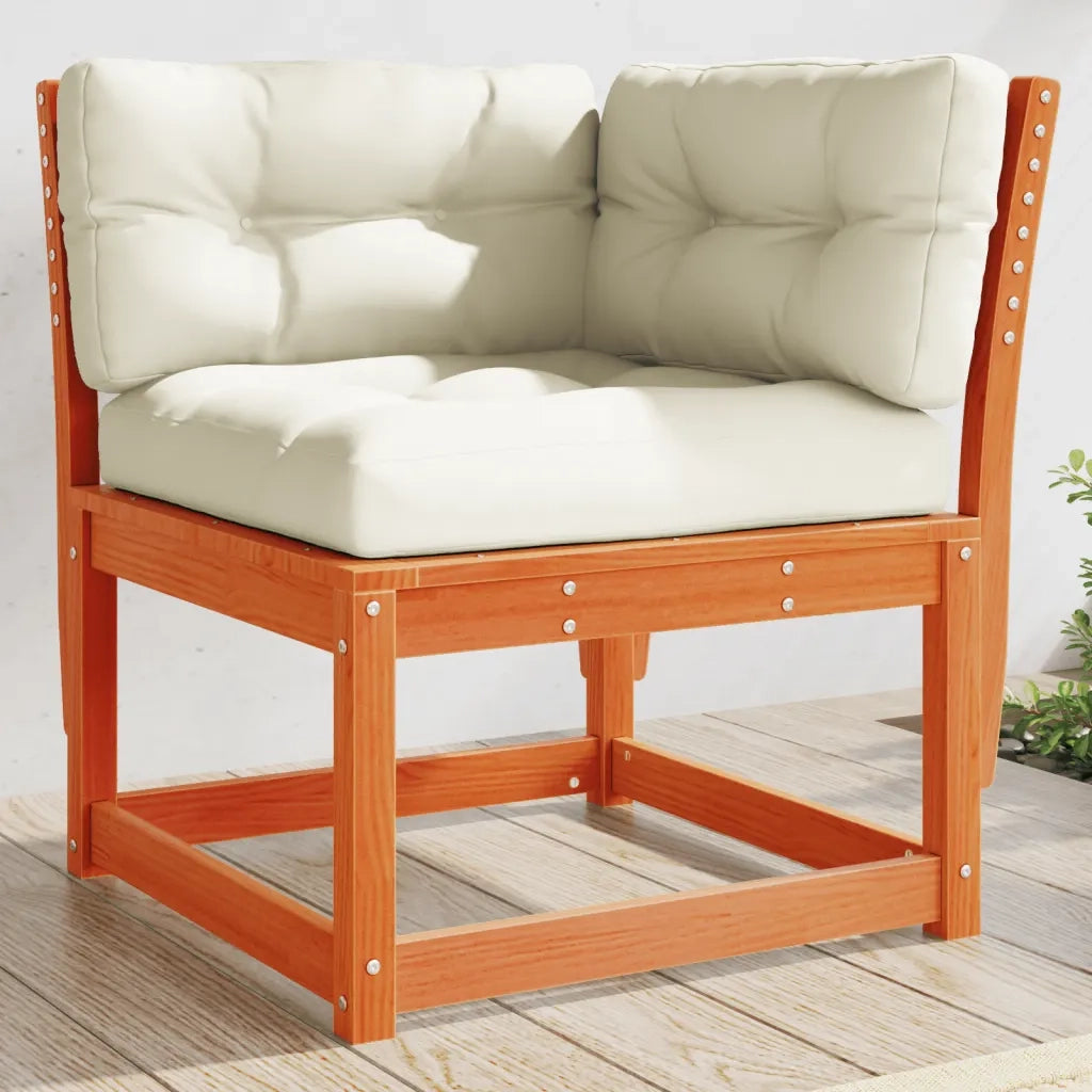 Divano Angolare Giardino Cuscini-Sofa da Giardino-Divanetto da esterno Marrone Cera 73x73x78 cm Pino