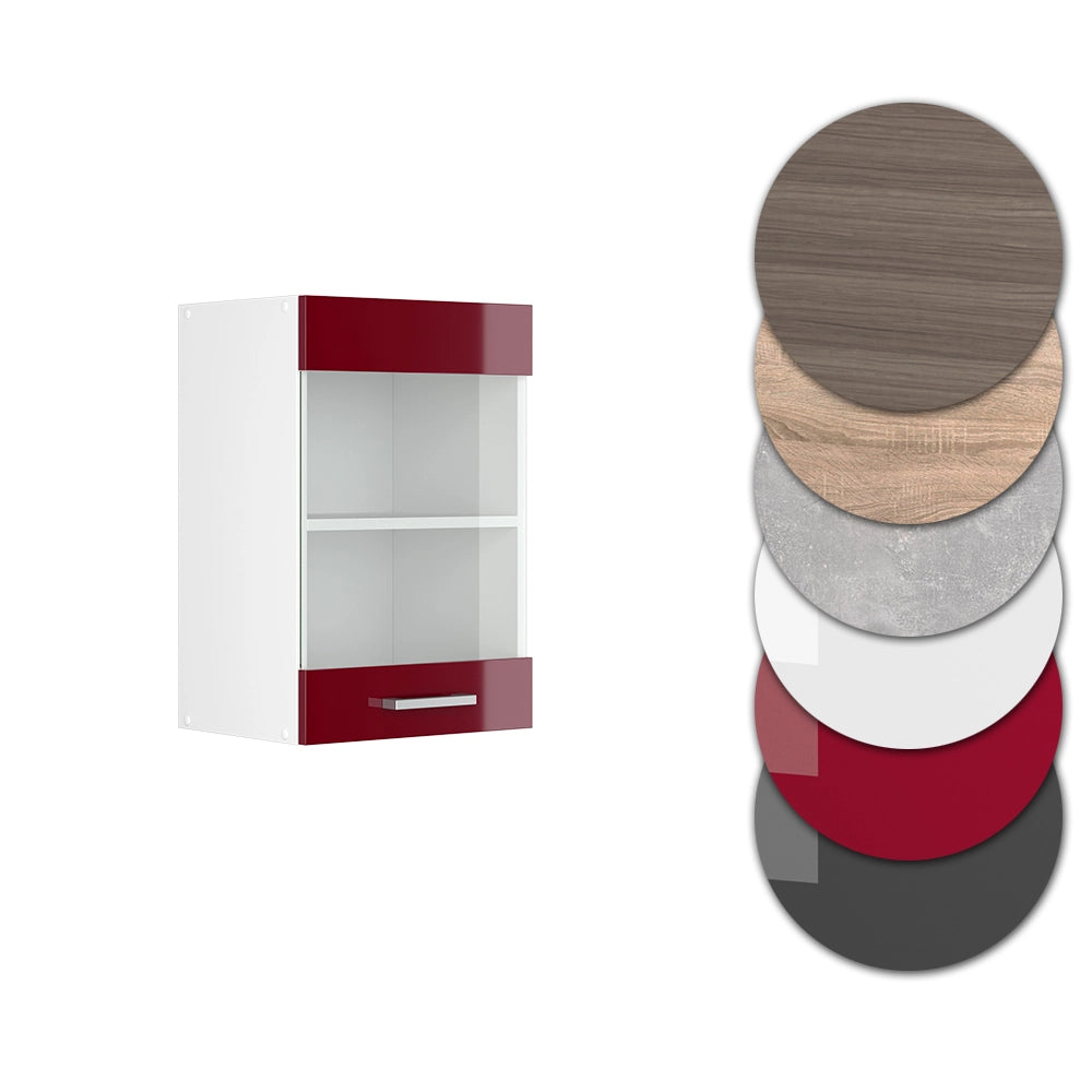 Vicco Mobile da cucina in vetro Rosso lucido 40 cm