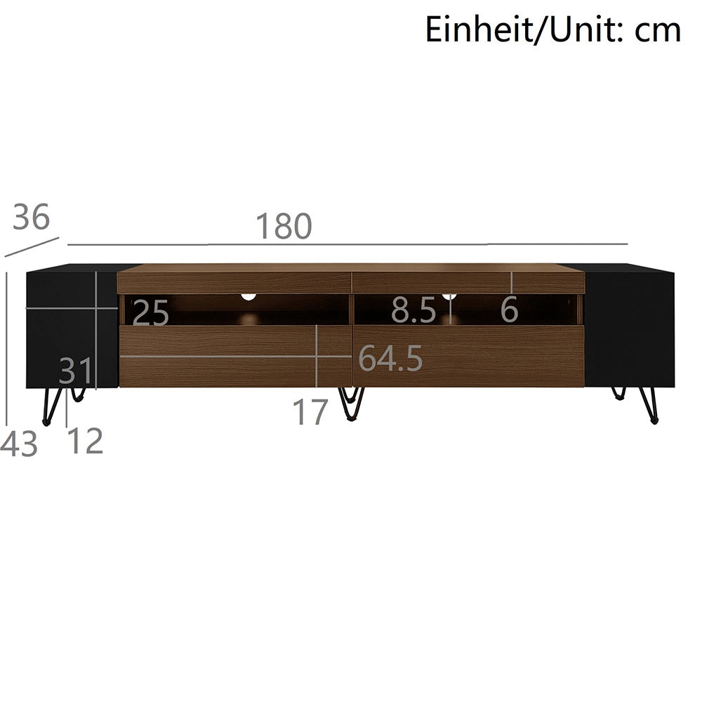 Mobile TV moderno - Xylo - 180cm nero/effetto legno