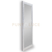 VICKY SPECCHIO DA PARETE CON CORNICE DECORATA IN VETRO CON GANCI X INSTALLAZIONE ORIZZONTALE E VERTICALE BIANCO E CROMO