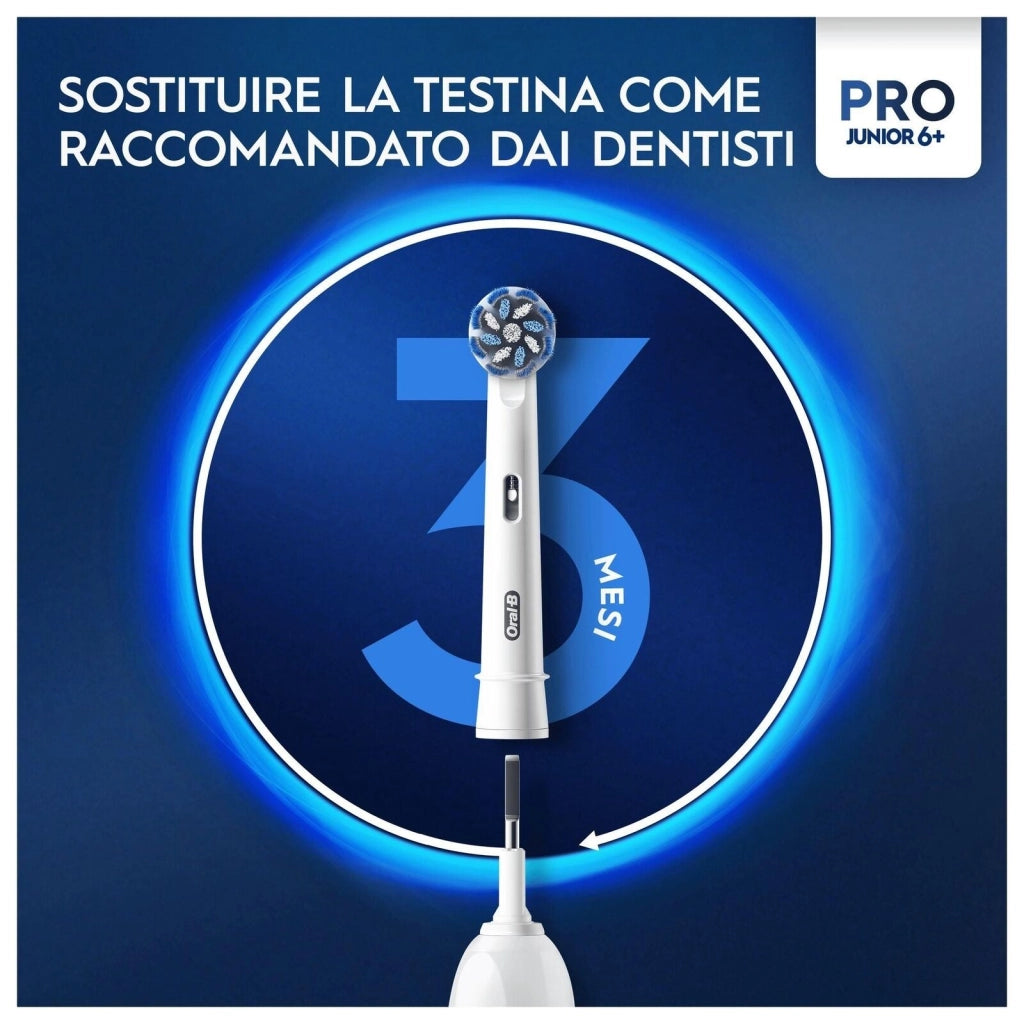 Oral-B PRO 14876673 spazzolino elettrico Bambino Spazzolino rotante Multicolore, Bianco