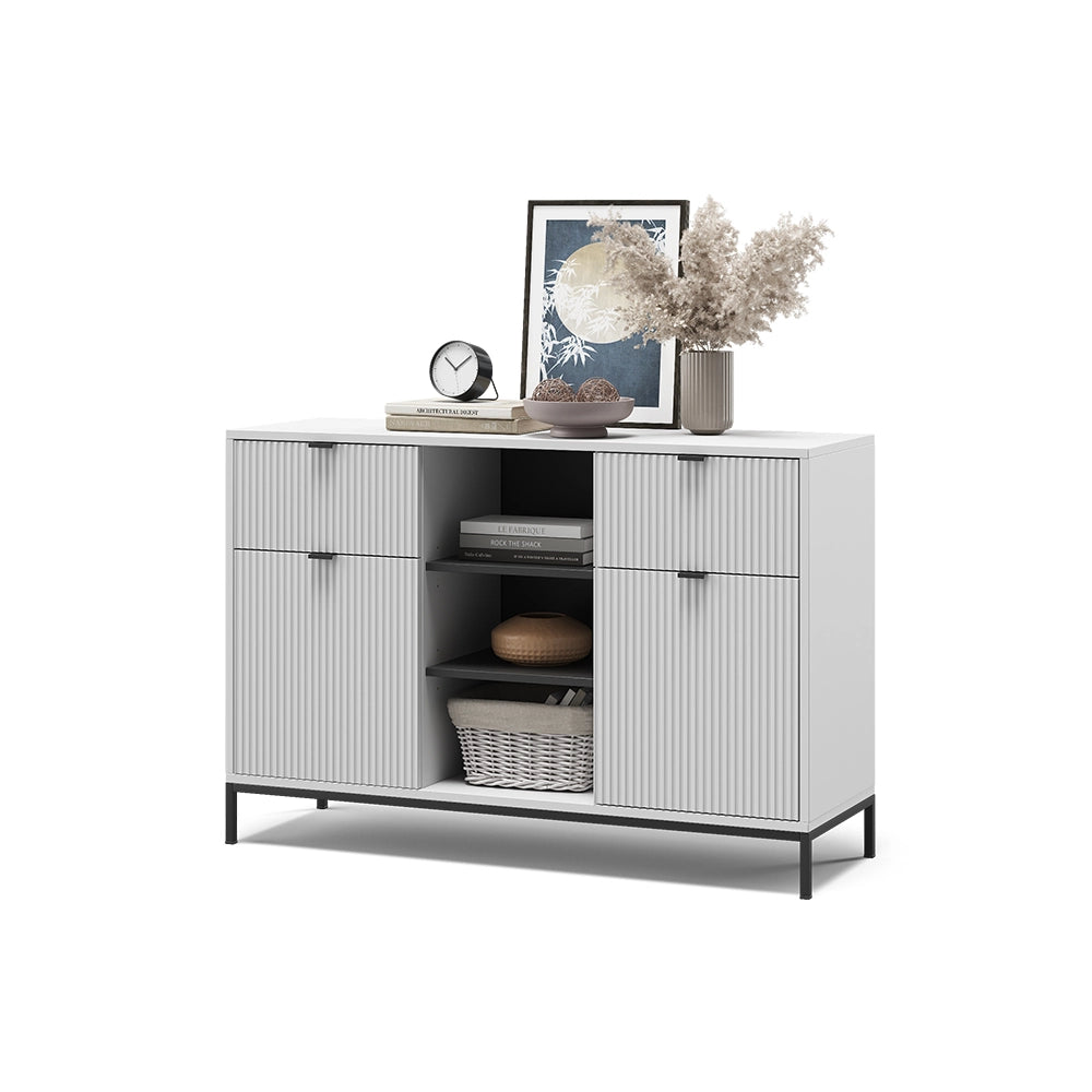 Vicco Cassettiera per camera da letto Bianco 120 x 81.2 cm con 2 cassetti e 2 ante