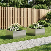 Vaso da giardino 2 pz Argento 80 x 80 x 40 cm Acciaio Inox 8005115
