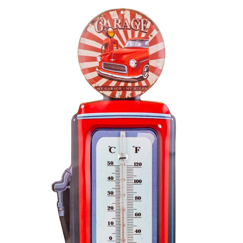 Termometro da parete in metallo rosso 47,5x15x1h