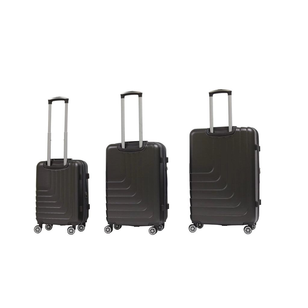 Trio trolley valigie in ABS rigido espandibile, 4 doppie ruote grigio Natan