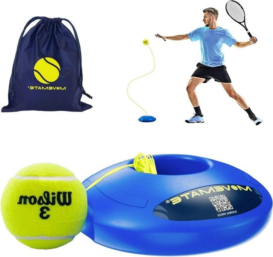 Set di allenamento al tennis con pallone da tennis | dispositivo sportivo innovativo per giocare e allenarsi all'aperto in giardino o terrazza | incl. borsa trasportabile & video allenamento | per bambini e adulti