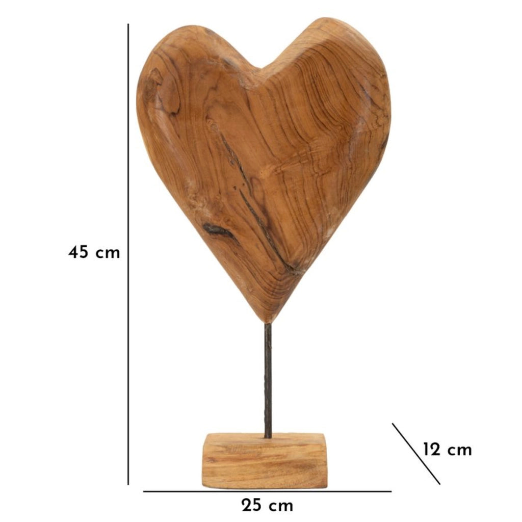 Scultura Cuore 5, Marrone, Legno, 25x12x45 cm