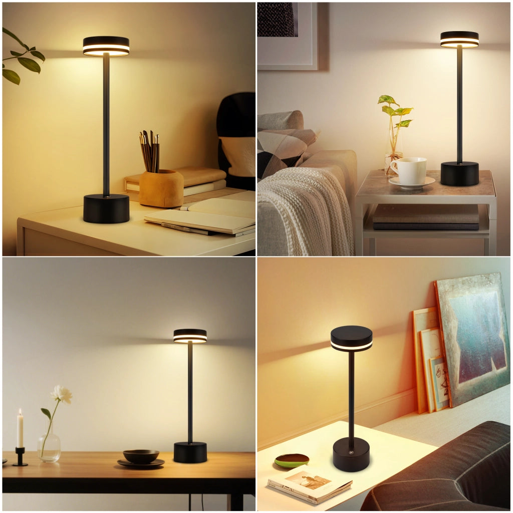 ZMH Lampada da tavolo LED nera set 2 pezzi H32cm per comodino camera letto