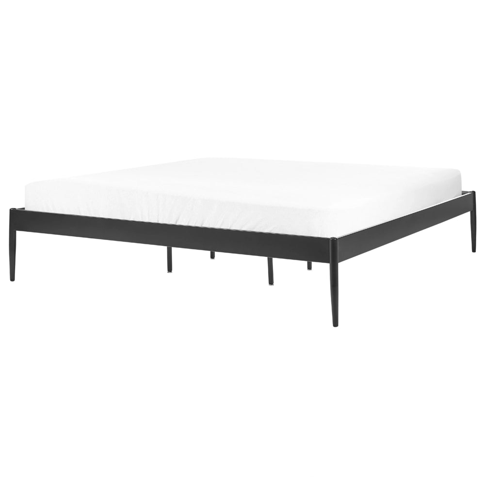 Letto matrimoniale con rete a doghe in metallo nero 180 x 200 cm stile moderno industriale