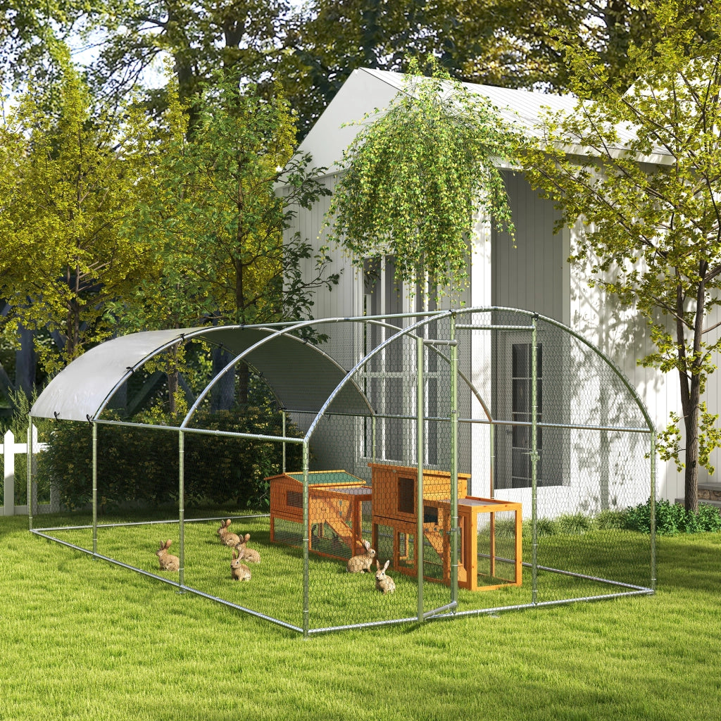 Gabbia per Animali Domestici con Recinto Esterno ¨C Zephmum ¨C Marrone 141x60x86 cm