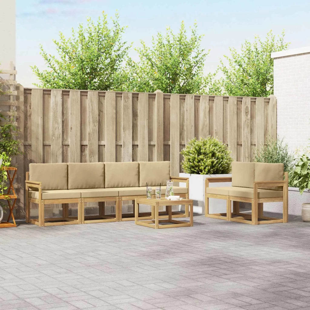 Set di divani da esterno con cuscino 7 pcs Bianco e Beige