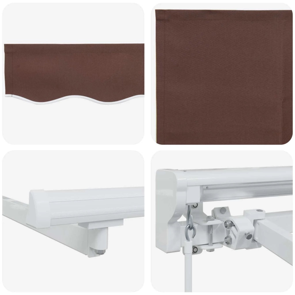 Cornice per Tenda Manuale con LED Marrone e bianco 5 × 3,5 m 3420711
