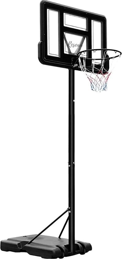 Palo da Pallacanestro - Anello da Pallacanestro per Esterno - Palo da Pallacanestro Regolabile - per Adulti e Bambini - Acciaio Inox - Nero