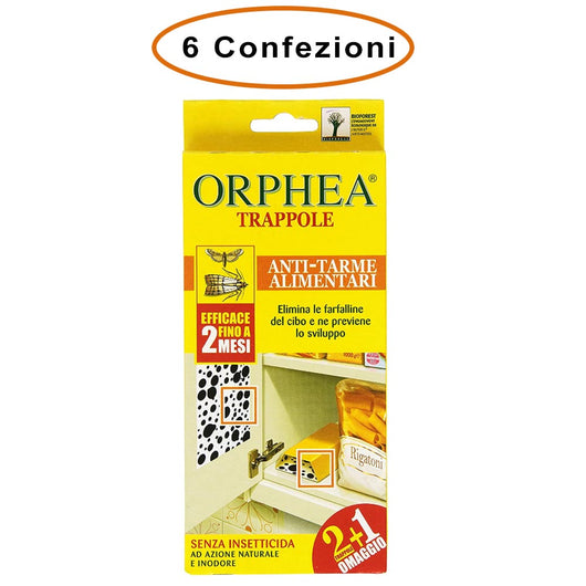 Orphea anti tarme alimentari 6 confezioni da 3 trappole adesive