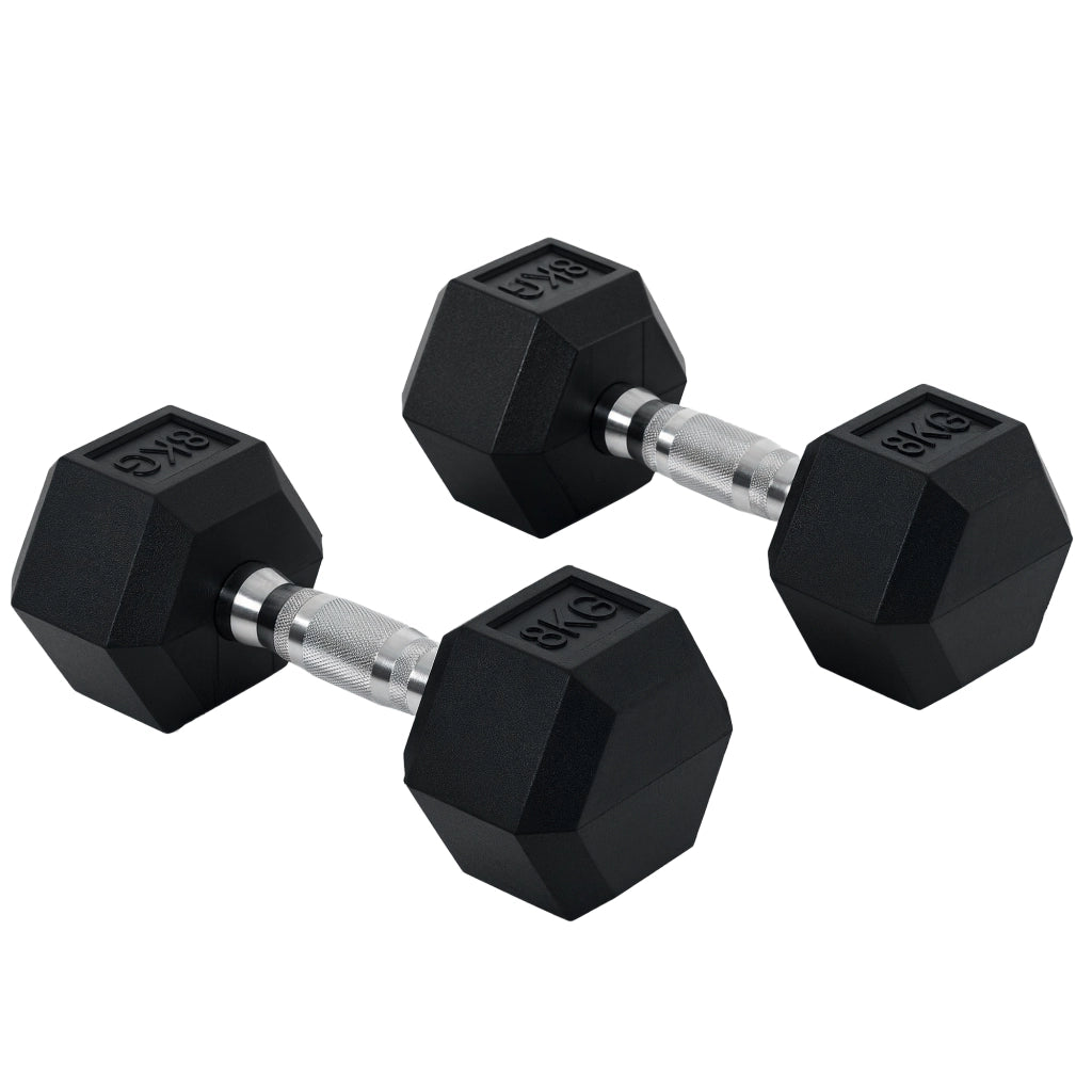 Set manubri corti esagonali 16 kg ¨C zephmum ¨C metallo gomma nero