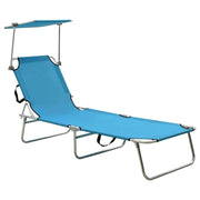 Sedia a sdraio pieghevole lettino prendisole letto da giardino mobili da giardino con baldacchino in alluminio blu 02_0012822