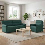 Set di divani 2 pz Verde Scuro Tessuto 3424876