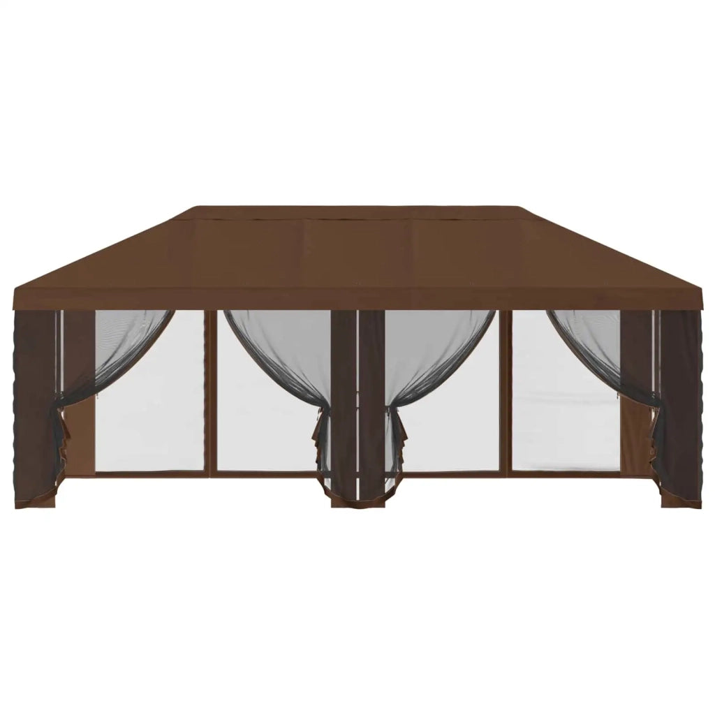 Copertura Gazebo con Pareti Laterali Marrone 600,5 x 300,5 cm 900446